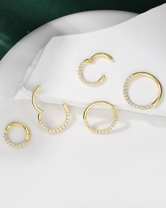 COCHARM 14K Solid Gold 18g/16g Nose Rings 16G Septum Rings Yellow Gold Tragus Helix Cartilage Conch Earring Hoops 18 Gauge Piercing Hoop