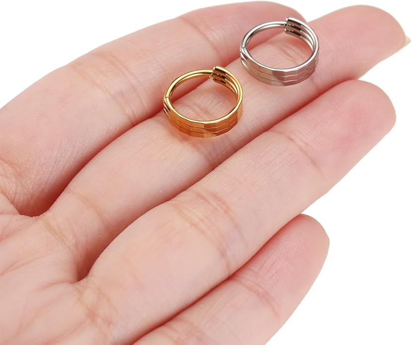 316L Surgical Steel Septum Clicker Ring Nose Ring Hoop Sleeper Hoop Earring Helix Rook Conch Cartilage Daith Tragus Earrings Lobe Nose Piercing Jewelry for Women