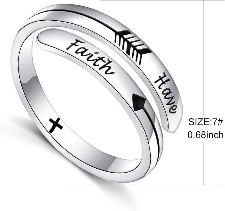 Ladytree Adjustable Inspirational Rings 925 Sterling Silver Stacking Wrap Spiral Twist Statement Band Encouragement Birthday Gift for Women Men