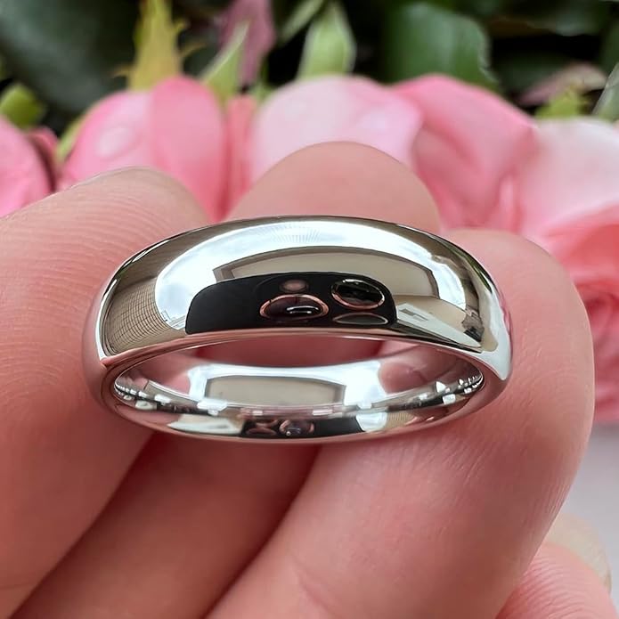 TUTISS 2mm 3mm 4mm 5mm 6mm 7mm 8mm 10mm White Tungsten Rings for Men Women Engagement Wedding Bands Domed Polished Shiny Comfort Fit