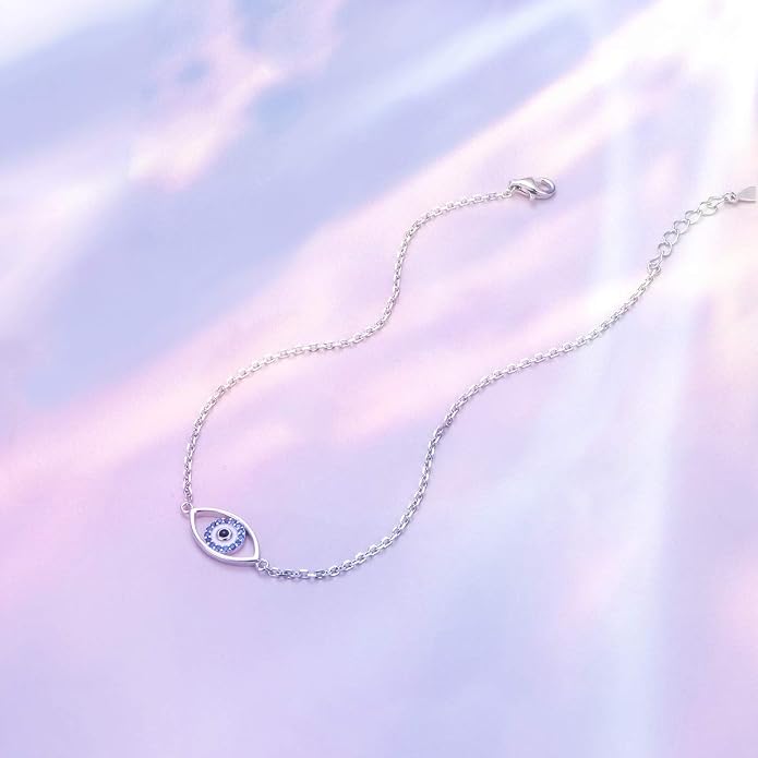 Alphm Anklet for Women S925 Sterling Silver Adjustable Foot Evil Eye Starfish Heart Bead Butterfly Celtic Knot Cross Multilayer Layered Ankle Bracelet Jewelry