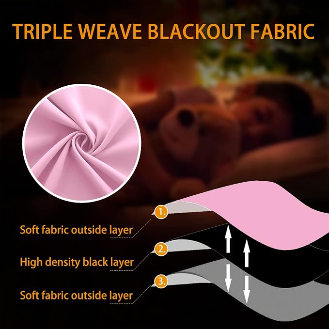 KOUFALL Thermal Insulated Curtains for Kids Bedroom Nursery Girl, 8FT Floor to Ceiling, Grommet Black Out Curtains 96 Inch Long 2 Panels Set, Bubble Gum Pink