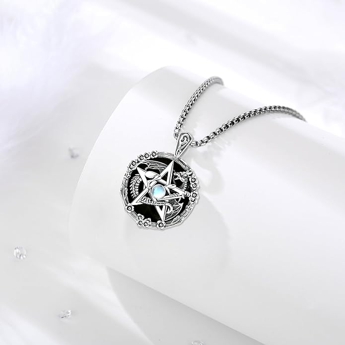Pentagram/Celtic Knot/Witches Knot/Santa Muerte/Triple Moon Goddess/Baphomet/Hecate Necklace Sterling Silver Magic Wiccan Amulet Pagan Jewelry for Women Men