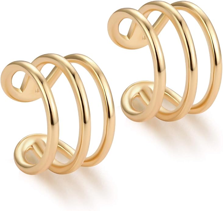 MYEARS Women Ear Cuff Earring Gold Non Pierced Ear Cartilage Clip on Wrap Hoop 14K Gold Filled Tiny Boho Beach Simple Minimalist Delicate Handmade Hypoallergenic Jewelry Gift-Sold as Single/Pair