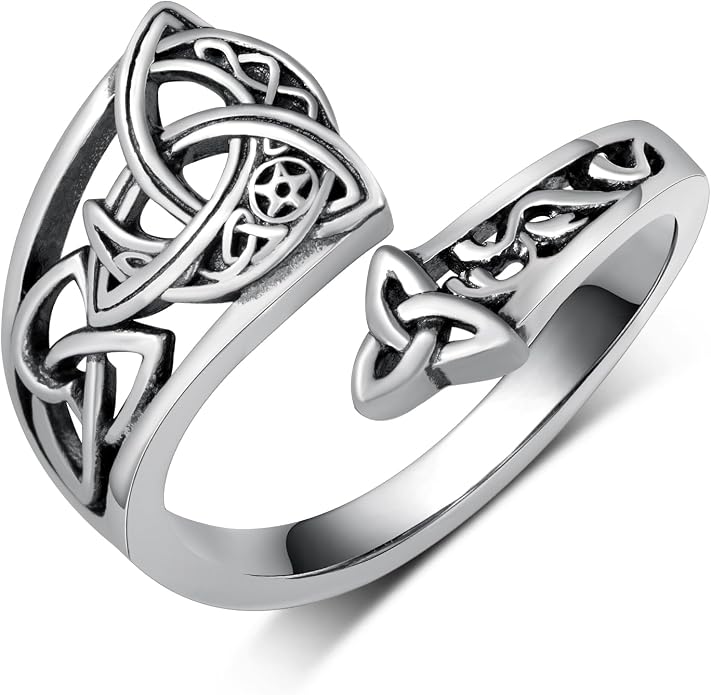 Celtic Knot Spoon Ring 925 Sterling Silver Celtic Knot Adjustable Ring Vintage Thumb Rings Jewelry Gifts for Women