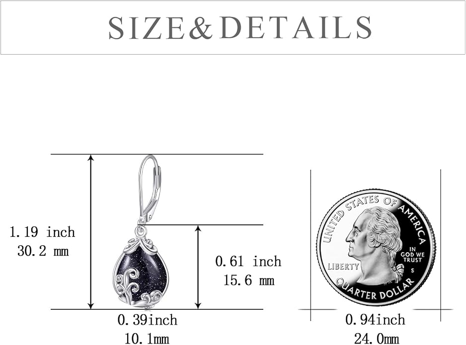 POPLYKE Celtic Filigree Teardrop Drop Dangle Earrings Sterling Silver Leverback Earrings Jewelry for Women