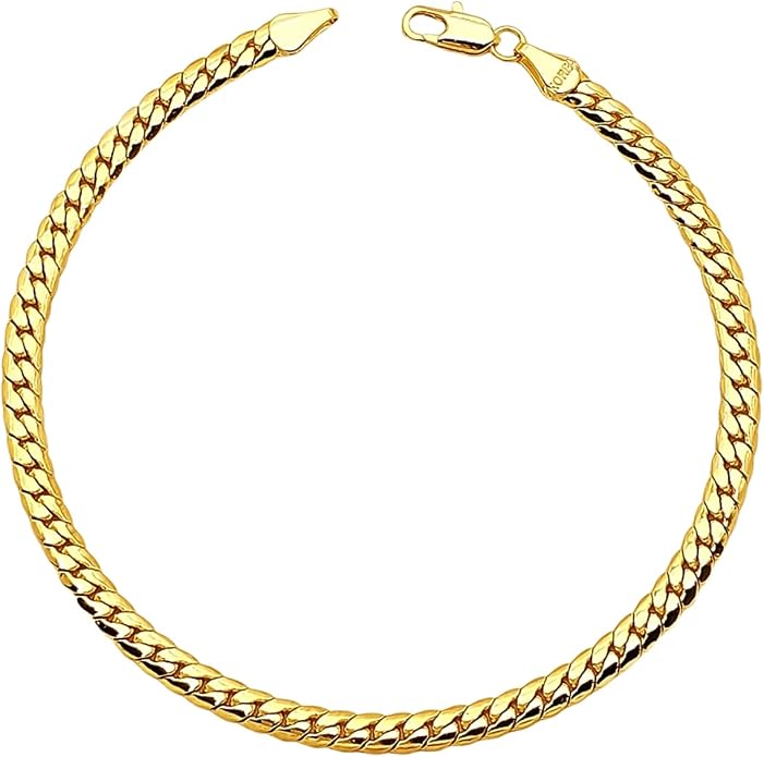 18K Gold Electroplated Cuban Chain Anklet – 5.5mm Concave, 5mm Miami Cuban Link – Made in Korea, 9-12 Inches
