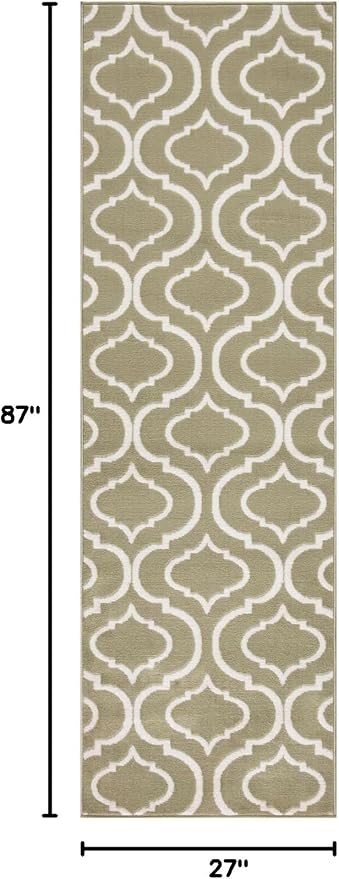 Nourison Home Jubilant Olive 2'3" x 7'3" Area Rug - Easy Clean, Non Shedding, Bed Room, Living Room, Dining Room, Kitchen (7' Runner)