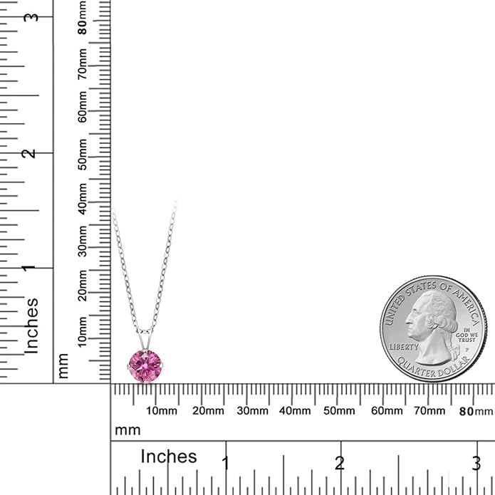 Gem Stone King 7MM Round Gemstone Birthstone Pendant Necklace For Women | 925 Sterling Silver | With 18 Inch Silver Chain | Fine Jewelry Gifts for Women Her Mom Wife