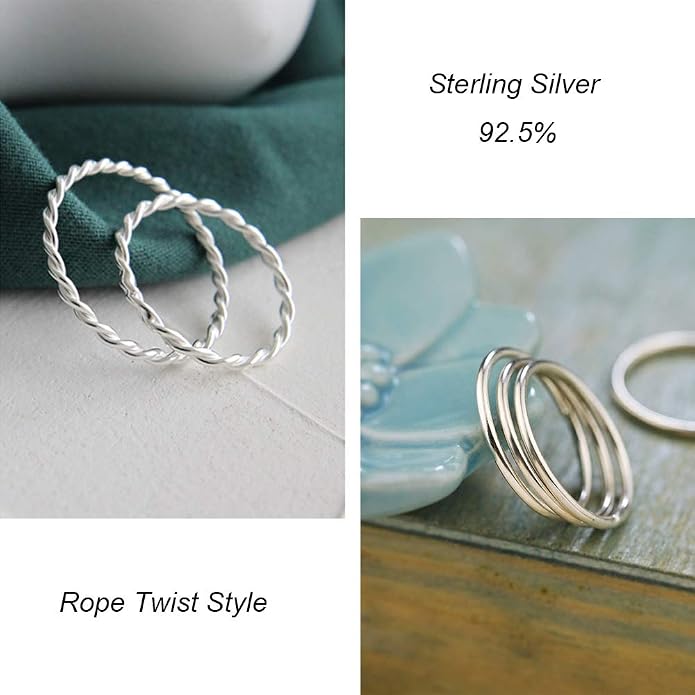 925 Sterling Silver Knuckle Rings for Women Minimalist Thin Stacking Rings Set 3PCS Midi Pinky Ring Size 2.5-8.5