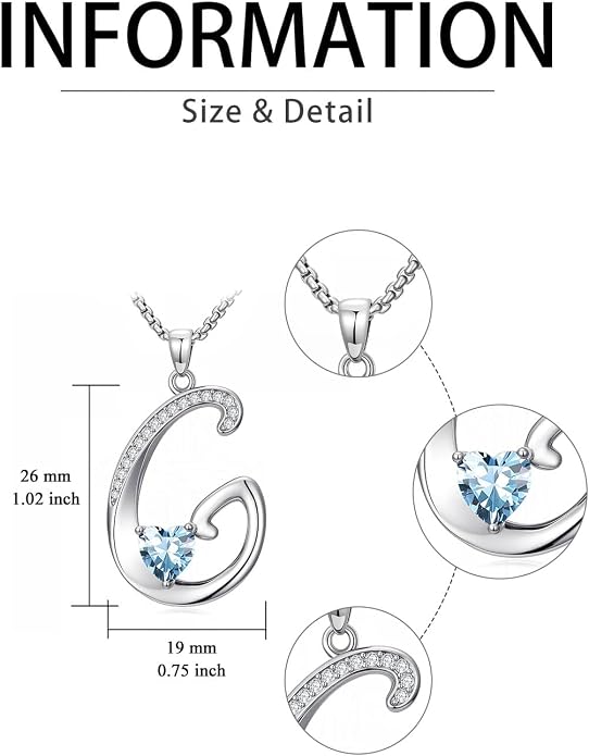 Birthday Gifts for Women Alphabet A to Z Initial Birthstone Pendant Necklaces for Women - 18k White Gold Plated Personalized Name Jewelry Anniversary Graduation Gifts for Wife Her Daughter Girlfriend(with Gift Box)