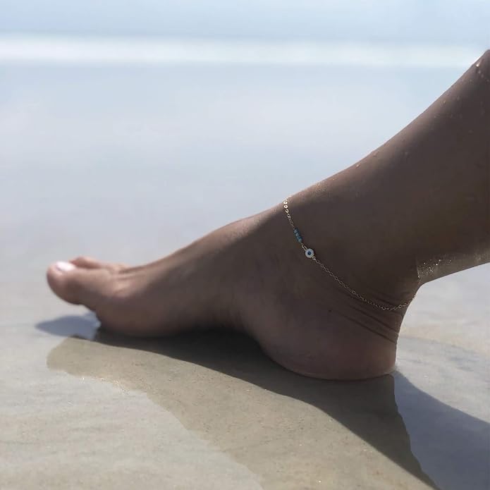 MEVECCO Anklet for Women Gold Chain 14K Gold Plated Dainty Boho Beach Summer Simple Foot Jewelry Ankle Bracelet