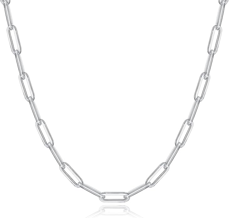 OCHCOH 925 Sterling Silver Clasp 2.5/3/4/5mm Paperclip Chain for Women Silver Chain Necklace 16, 18, 20, 22, 24, 26, 30 Inches