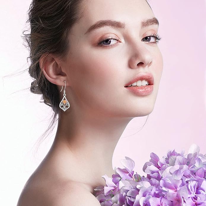 WINNICACA Sterling Silver Dangle Drop Earrings for Women Mom Flower Leverback Earrings Jewelry Christmas Anniversary Birthday Gifts
