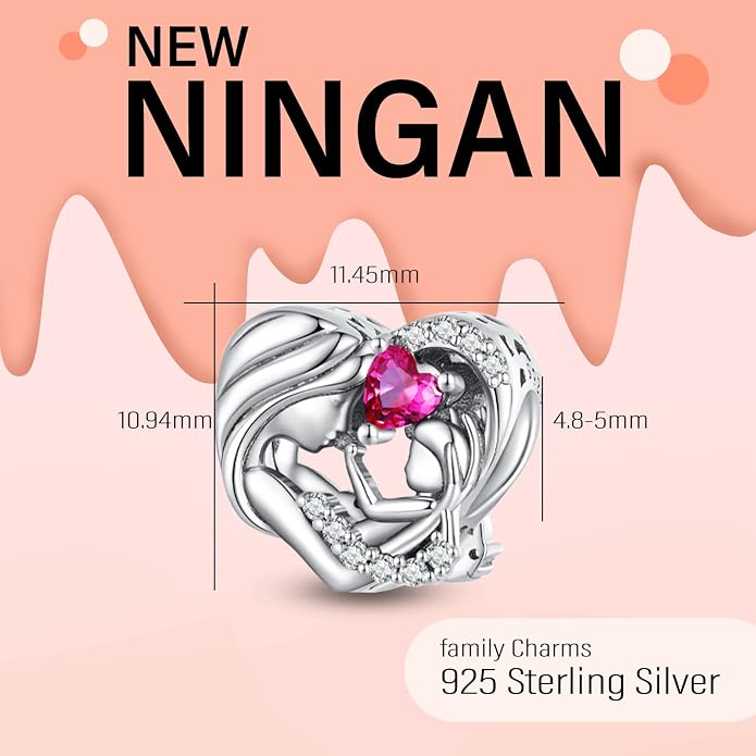 NINGAN 925 Sterling Silver Charm Golden Love Charm Buckle Safety Chain Travel Bead Firefly Dragonfly Pendant, Suitable for Women Bracelet and Necklace as Gift from Mom and Friends