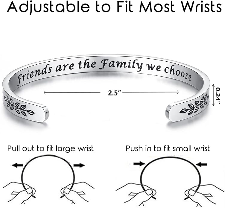 TONY & SANDY Inspirational Bracelets for Women Teen Girls Personalized Gifts for Daughter Granddaughter Mom Sister Friends Stainless Steel Engraved Cuff Birthday Easter Christmas