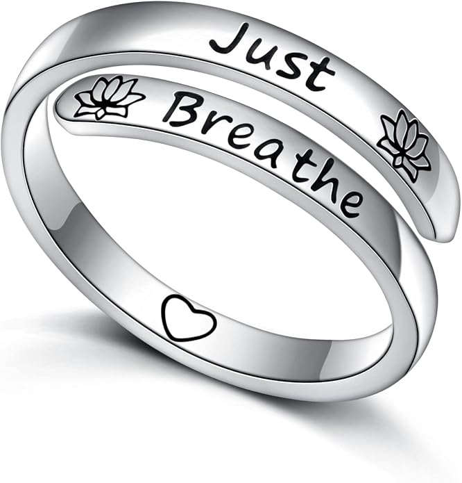 Ladytree Adjustable Inspirational Rings 925 Sterling Silver Stacking Wrap Spiral Twist Statement Band Encouragement Birthday Gift for Women Men