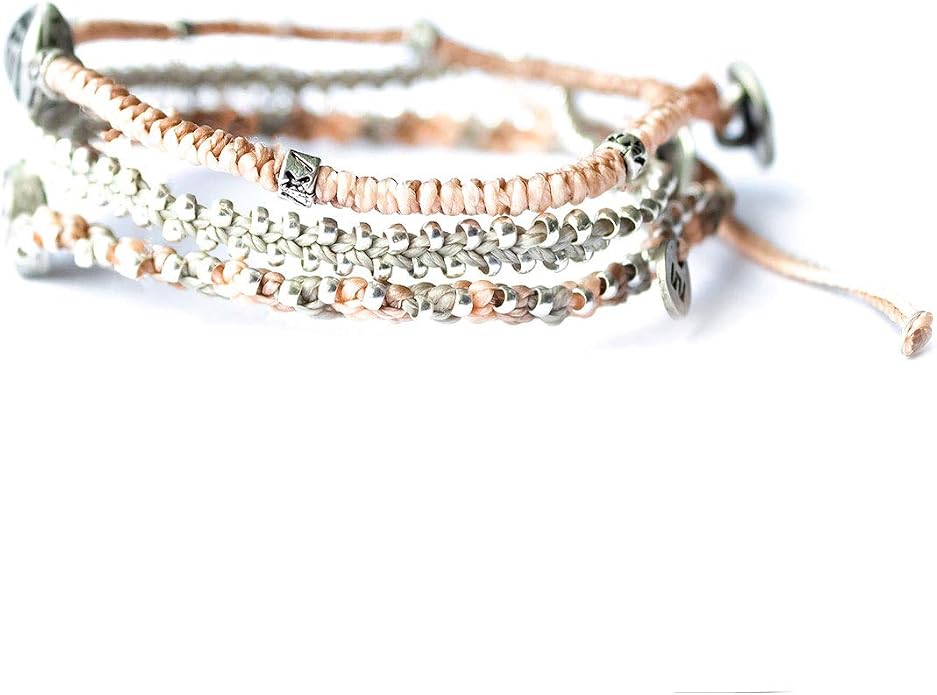 Wakami Boho Charm Bracelet Stack | Braided Beaded Stackable Bracelets for Women | Waterproof Fair Trade Handmade Boho Jewelry for Women and Men