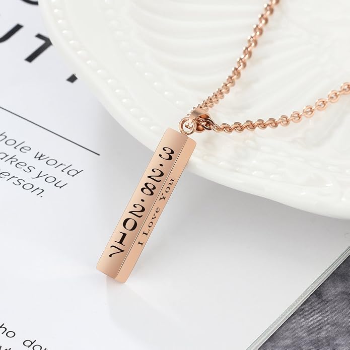 Father's Day Men's Bar Necklace: Customize Any Text With A Stainless Steel Bar Pendant - Personalized Men's Gifts For Dad Or Husband