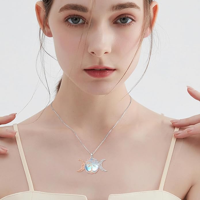 POPLYKE Tree of Life Necklace for Women Sterling Silver Celtic Knot Family Tree With Blue/Purple/Volcano Crystal Irish Gifts for Mom Wife Birthday Christmas