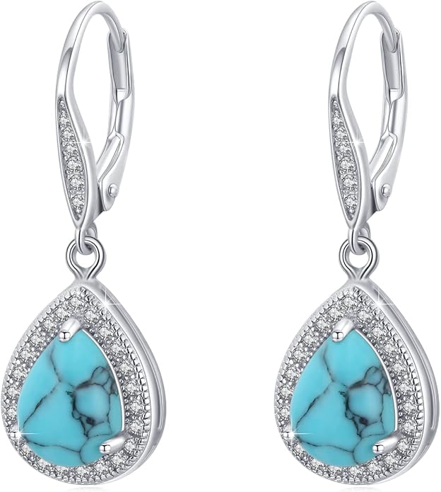 Trendy Dangle Earrings for Women Teen Girls Sterling Silver 12 Birthstone Earrings Minimalist Hypoallergenic Earrings for Sensitive Ears Jewelry Gifts