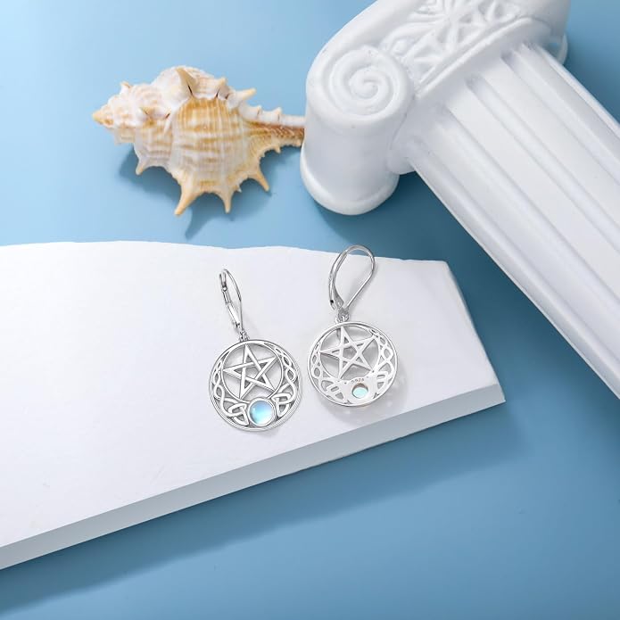 Dorunmo Moonstone Dangle Drop Earrings s925 Sterling Silver Leverback Earrings Filigree Moonstone Jewelry Birthday Gifts for Women