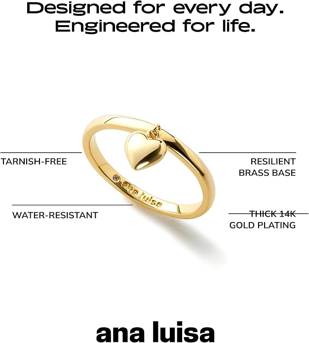 Ana Luisa Gold Rings for Women - 14K Gold Plated Rings for Women Non Tarnish - Trendy Stacking Ring for Daily Wear - Twisted, Heart, Eternity Ring Styles - Hypoallergenic & Water-Resistant Jewelry