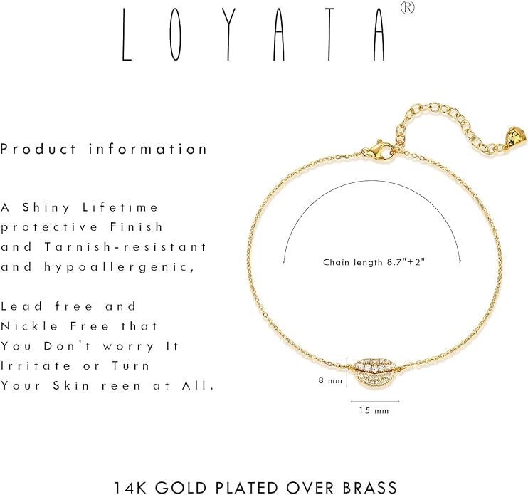 LOYATA Dainty Ankle Bracelet,14K Gold Plated Tiny Bead Anklet Dainty White Cubic Zirconia Cross Tassel Foot Chain Cute Lucky Moon Evil Eye Foot Jewelry Boho Anklets for Women