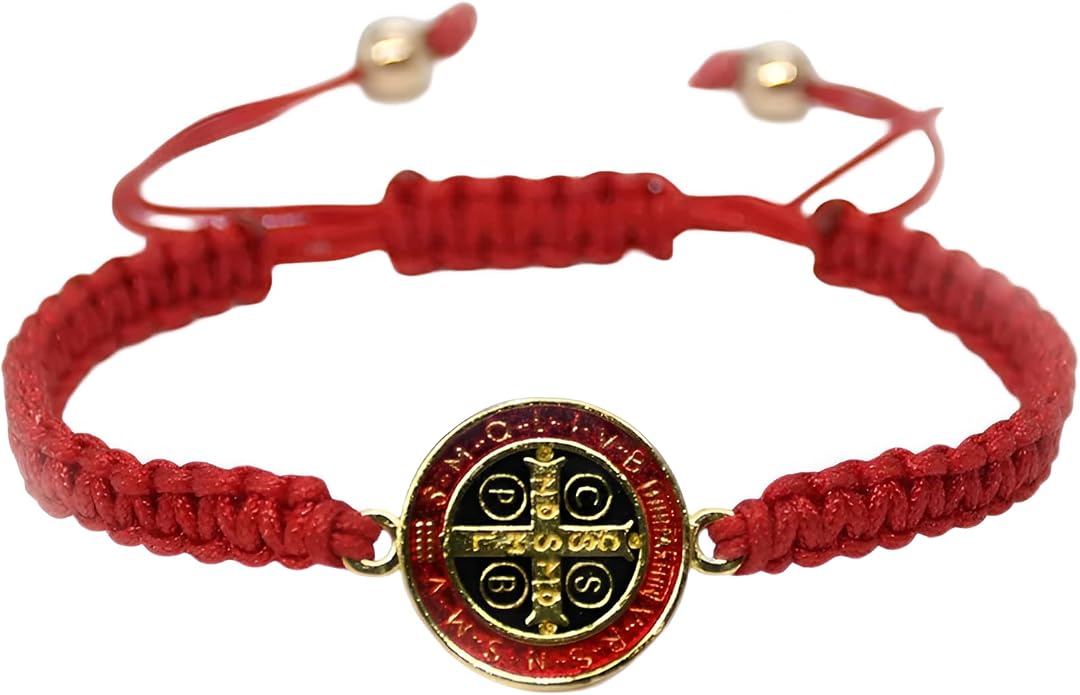 14K Gold Filled San Benito Bracelet For Women And Men, Saint Benedict Medal Bracelet Adjustable String Bracelets Religious, Pulseras De San Benito, Rosario De San Benito