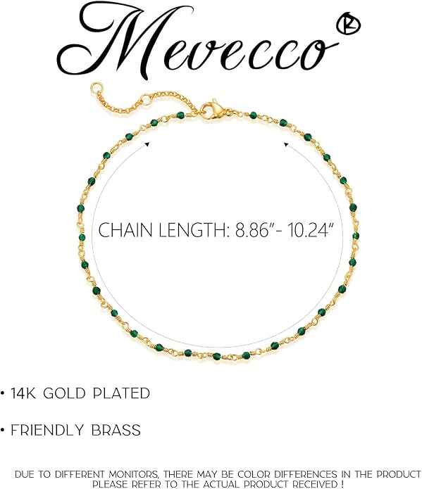 MEVECCO Anklet for Women Gold Chain 14K Gold Plated Dainty Boho Beach Summer Simple Foot Jewelry Ankle Bracelet