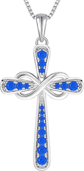 YL 925 Sterling Silver Cross Necklace for Women Halo Infinity Pendant Cubic Zirconia Jewelry for Mom