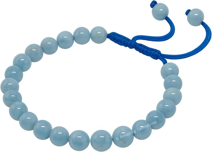 Amazing Gemstone Aquamarine Bracelet for Women Men's Gifts - Protection Healing Crystal Bracelet - 8mm Gemstone Beaded Adjustable Bracelet Pulseras para Hombres Mujer Stocking Stuffers