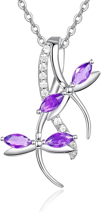 PRAYMOS Dragonfly Gifts 925 Sterling Silver Dragonfly Necklace for Women Dreamy Dragon fly Pendant Dragonflies Jewelry Birthday Gift 18+2" Adjustable Chain