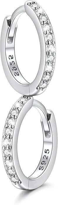 SILVERCUTE 925 Sterling Silver Huggie Hoop Earrings for Women,Hypoallergenic Small Hoop Earrings Lightweight Silver/14K Gold Hoops Cartilage Earrings for Women,8/10/12mm