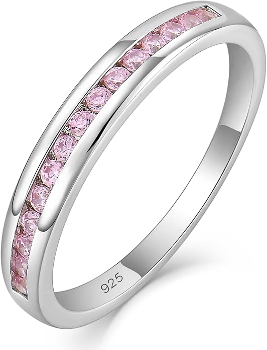 YL Stackable Rings 925 Sterling Silver Halo Birthstone Eternity Bands Jewelry for Women