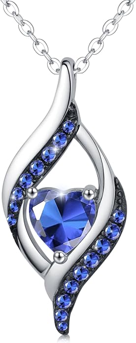 KiiKii Birthday Gifts for Women Birthstone Necklace Platinum Plated 925 Sterling Silver Forever Love Heart Pendant Meaningful Jewelry Gifts for Wife Mom
