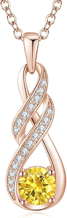 Birthstone Necklaces for Women 925 Sterling Silver Infinity Pendant Created Gemstone Jewelry for Her, 16"+2"