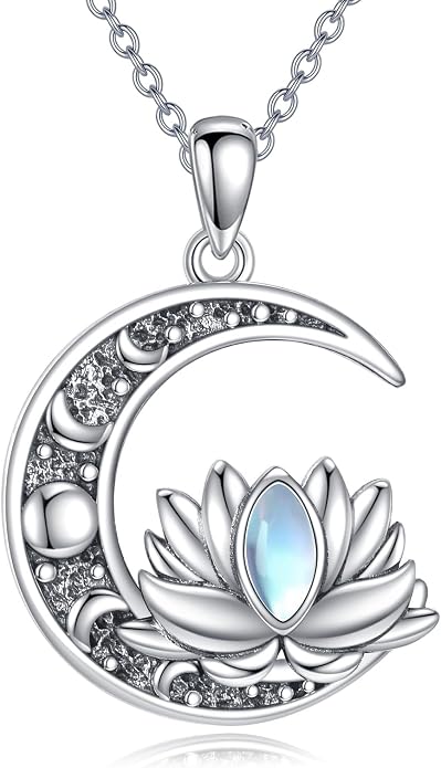 Sun and Moon Necklace 925 Sterling Silver Sun Moon Pendant Gemstone Jewelry Gifts for Women