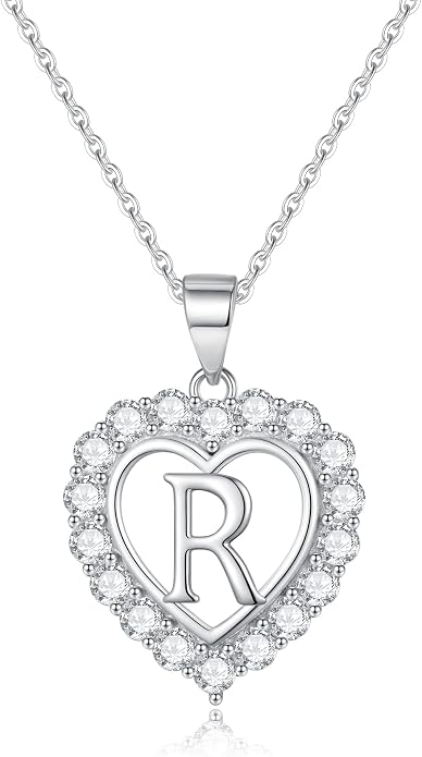 Infinity Heart Necklaces for Women, S925 Sterling Silver Initial Necklace Womens Jewelry Mothers Day Gifts Girls Valentines Gifts for Her Christmas Birthday Gifts for Women Mom Wife Girlfriend