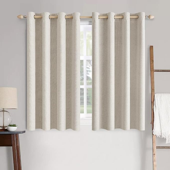 MIULEE Linen Blackout Curtains for Bedroom Thermal Insulated Birch Grommet Room Darkening Black Out Drapes for Living Room 52 x 54 Inch (2 Panels)