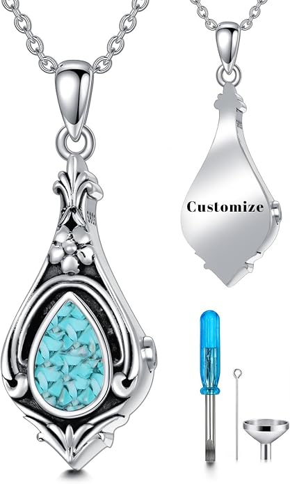 Seiyang Urn Necklace for Ashes 925 Sterling Silver with Birthstone Cremation Jewelry Keepsake Ashes Pendant Necklace Memorial Jewelry for Women Loved One
