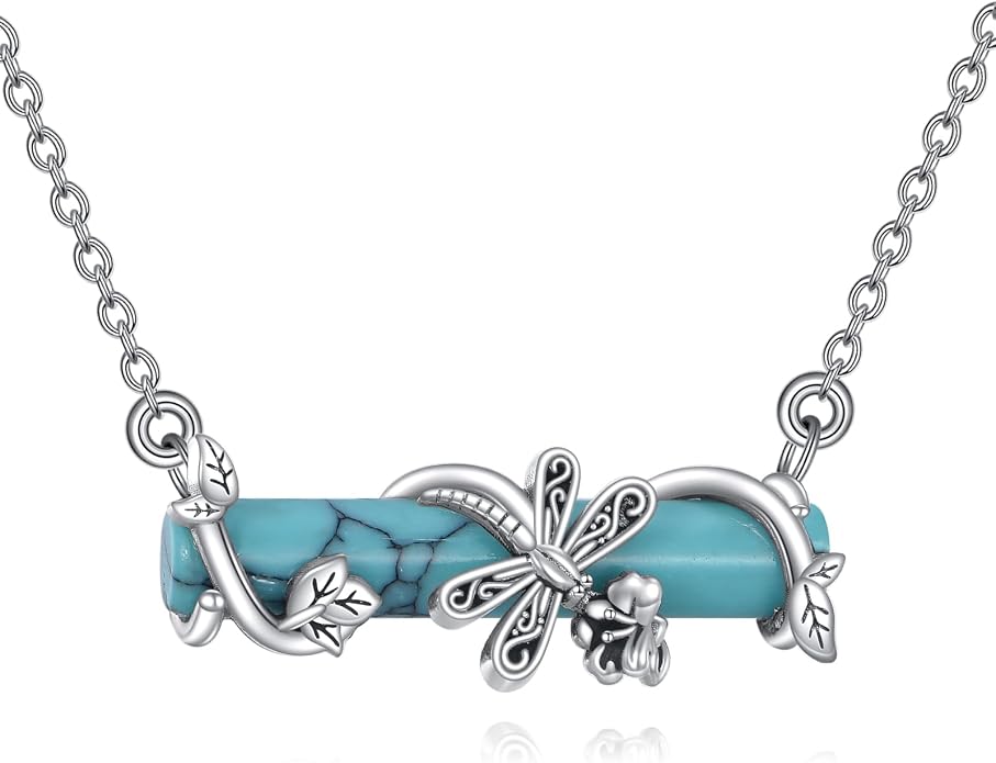 Turquoise Western Necklace Sterling Silver Moon Kokopelli/Cow Skull/Zia Sun/Mountains Pendant Necklace Turquoise Jewelry for Women Hikers Campers