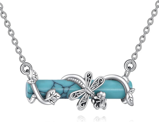 Turquoise Western Necklace Sterling Silver Moon Kokopelli/Cow Skull/Zia Sun/Mountains Pendant Necklace Turquoise Jewelry for Women Hikers Campers