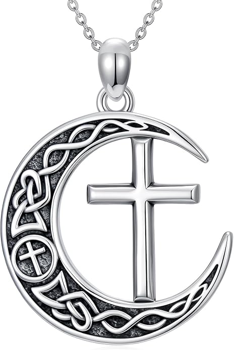 Cross/Pentagram/Tree of Life/Celtic Trinity/Anchor/Thor's Hammer/Sun/Eye of Horus Necklace Moon Pendant Mothers Day Gifts for Women