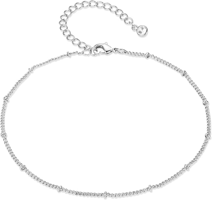 Dainty Gold Double Layer Disc Anklet for Women, 14K Gold Plated Sequin Chain Foot Bracelet, 8.5"+2" Adjustable Delicate Stackable Ankle Bracelet, Minimalist Summer Beach Jewelry Gift for Her