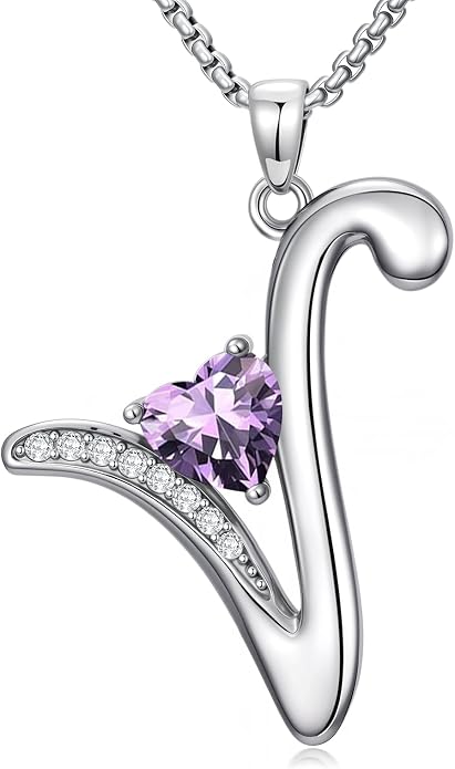 Birthday Gifts for Women Alphabet A to Z Initial Birthstone Pendant Necklaces for Women - 18k White Gold Plated Personalized Name Jewelry Anniversary Graduation Gifts for Wife Her Daughter Girlfriend(with Gift Box)