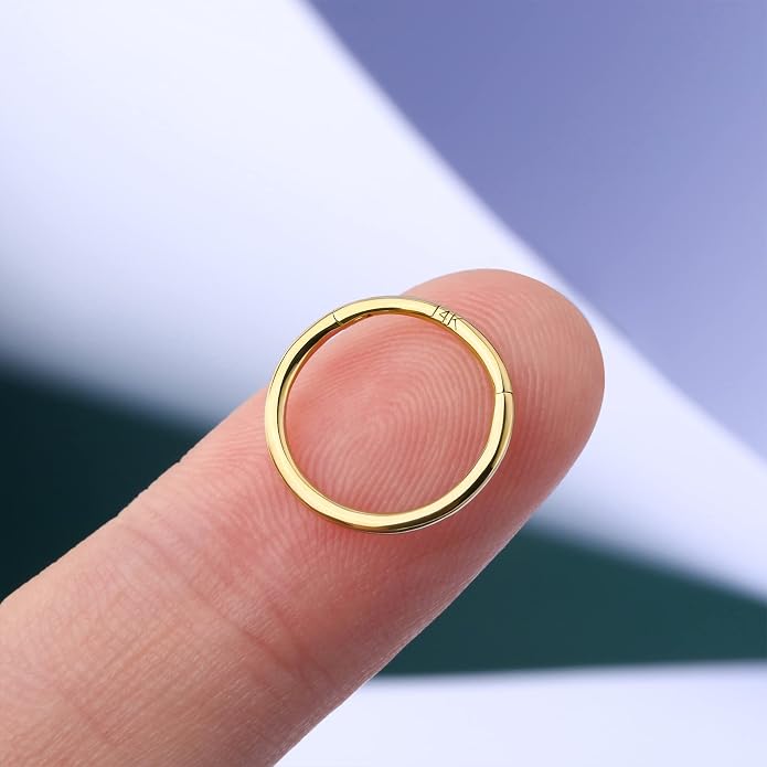 COCHARM 14K Solid Gold 18g/16g Nose Rings 16G Septum Rings Yellow Gold Tragus Helix Cartilage Conch Earring Hoops 18 Gauge Piercing Hoop