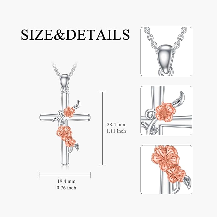 Cross Necklace for Women 925 Sterling Silver Crucifix Pendant Christian Cross Jewelry for Women Men