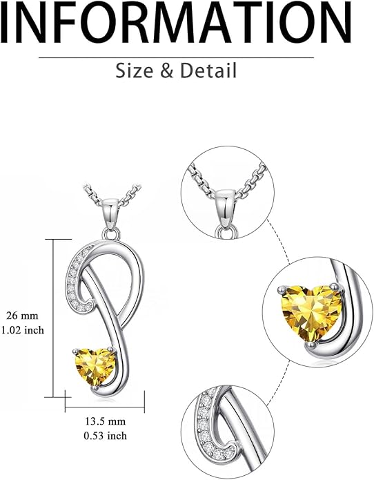 Birthday Gifts for Women Alphabet A to Z Initial Birthstone Pendant Necklaces for Women - 18k White Gold Plated Personalized Name Jewelry Anniversary Graduation Gifts for Wife Her Daughter Girlfriend(with Gift Box)