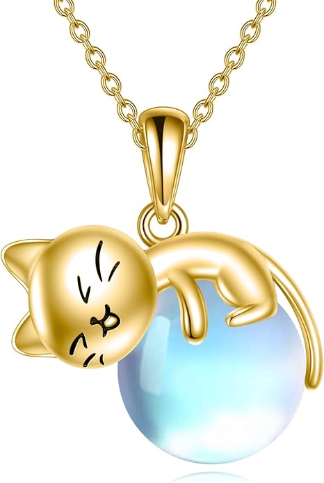 Cat Necklace Sterling Silver Cat Zircon Pendant Gothic Jewelry for Women Animal Lovers Gifts